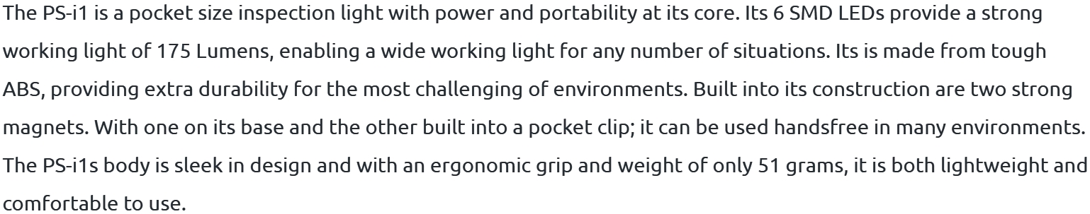 פנס בדיקה מקצועי נטען UNILITE INTERNATIONAL PS-I1 TEXT